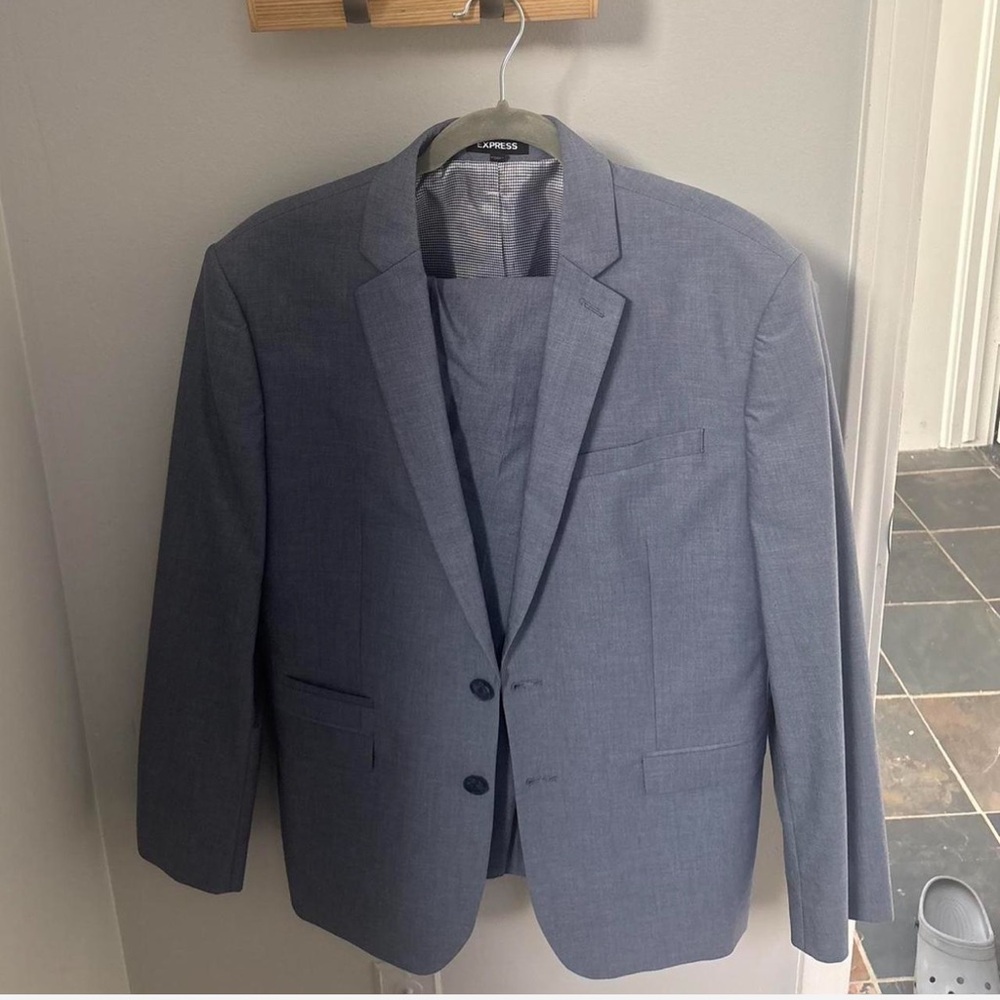 Express Men's Modern Blue-Gray 2-Piece Suit | Jacket 40S | Pants 31x32